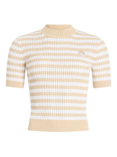 Patou Striped-pattern Ribbed Top In Neutral