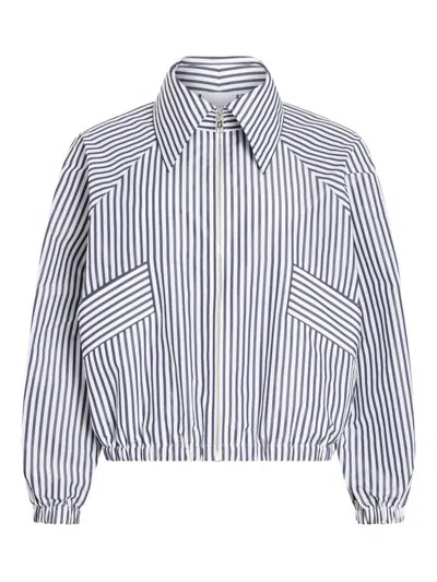Patou Striped-pattern Zipped Jacket In White