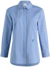 Patou Striped Poplin Fitted Shirt In Blue