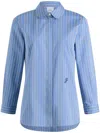 Patou Striped Poplin Fitted Shirt In Blue