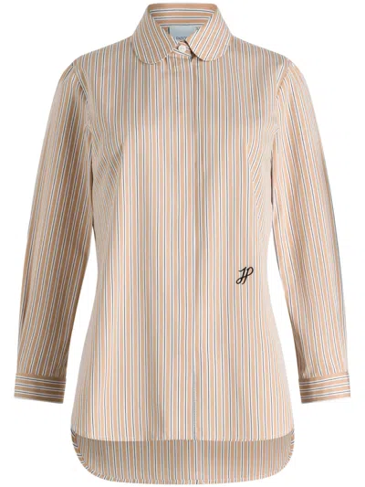 Patou Striped Poplin Shirt In Neutral