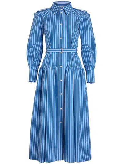 Patou Striped Shirt Dress In Blue