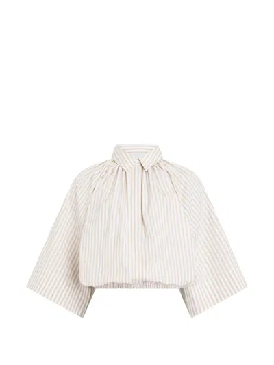 Patou Ruffled Poplin Blouse In White