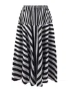 Patou Flared Midi Dress With Striped Motif In Black