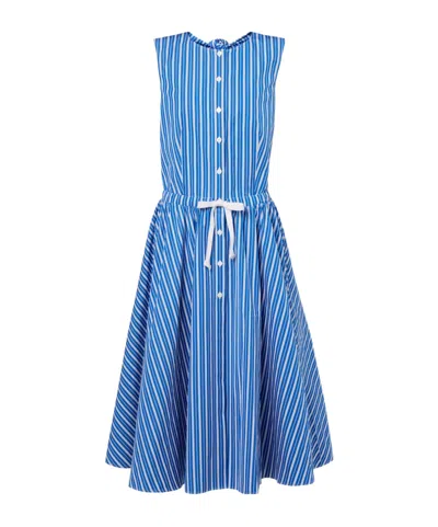 Patou Striped Cotton Shirt Dress In Blue