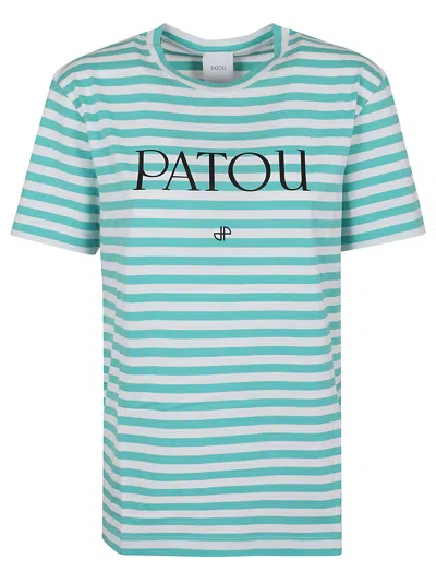 Patou Striped Logo-print T-shirt In Blue
