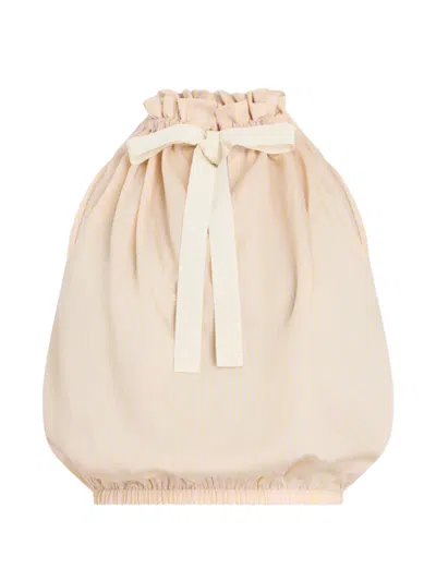 Patou Striped-pattern Bow Sleeveless Top In Neutral