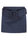 Patou Structured Blue Skirt With Wide Belt In Blue