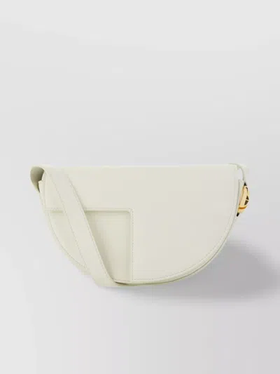 Patou Structured Leather Crossbody With Adjustable Strap In Neutrals