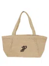Patou Structured Raffia Tote Bag With Intricate Detailing