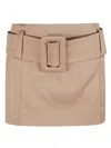 Patou Structured Skirt With Wide Belt In Neutral