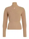 Patou Split Cuffs Knit Sweater In Beis