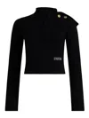 Patou Wool And Cashmere Scarf-neck Sweater In Black