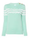 Patou Wave-pattern Crew-neck Jumper In Verde