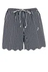 Patou Striped Logo Embroidered Drawstring Bermuda In Blue