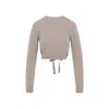 Patou Cable-knit Cropped Sweater In Wool And Cashmere In Beige