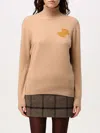 Patou Graphic Logo Wool Cashmere Turtleneck In Beige