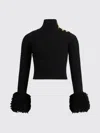 Patou Sweater With Fringes In Wool And Cashmere In Black