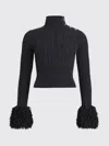 Patou Sweater With Fringes In Wool And Cashmere In Black