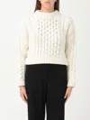 Patou Cropped Cable-knit Wool And Cashmere-blend Sweater In Ivory