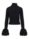 Patou Textured Knit Jumper Button Detail In Black