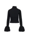 Patou Sweater With Fringes In Wool And Cashmere In Black