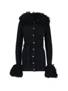 Patou Long Cardigan With Wool And Cashmere Fringes In Black