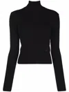 Patou Narrow Ribbed Sweater With Turtleneck In Black