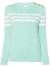 Patou Wave-pattern Crew-neck Jumper In Green