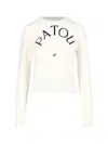 Patou Ribbed Cuff And Hem Knit Crewneck In White