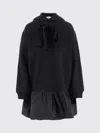 Patou Cotton Hoodie With Ruffles And Logo In Black