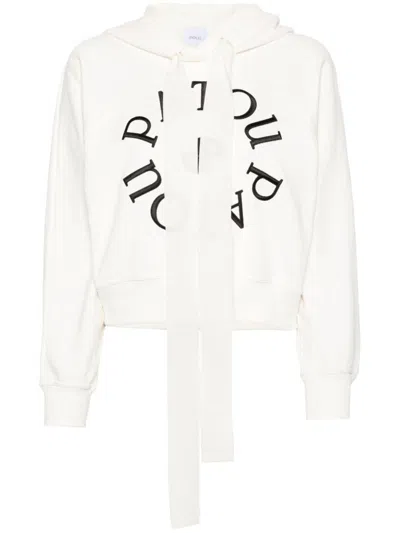 Patou Logo Cropped Cotton Jersey Hoodie In Nude & Neutrals