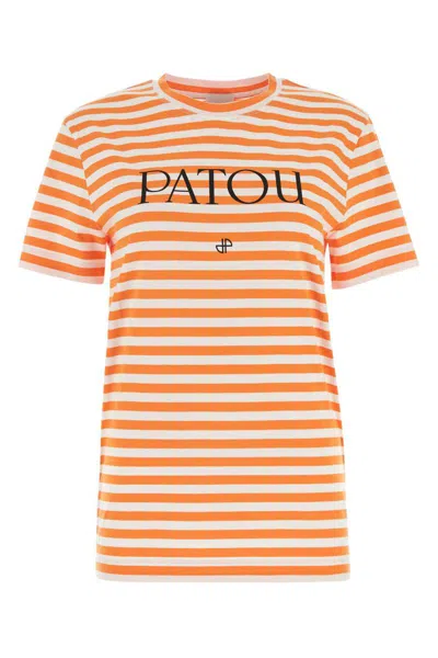 Patou Embroidered Cotton T-shirt In Orange