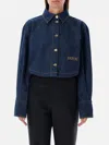 Patou Organic-cotton Denim Cropped Shirt In Blau