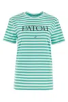 Patou Green Embroidered Cotton T-shirt In Stripped