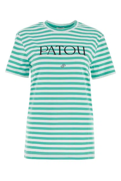 Patou Embroidered Cotton T-shirt In Stripped