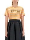 Patou Logo-emblazoned Cotton T-shirt With Bold Stripes In Multicolour