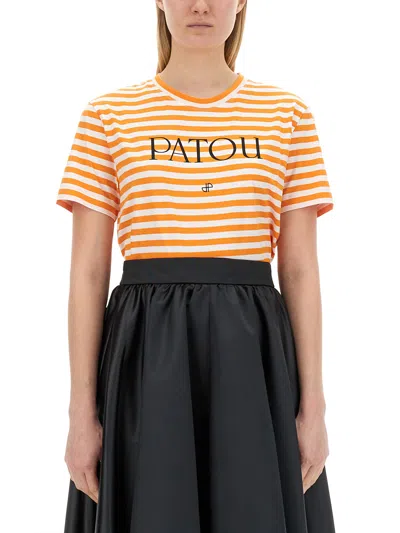 Patou Embroidered Cotton T-shirt In Orange