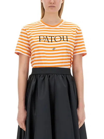 Patou Embroidered Cotton T-shirt In Orange