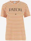 Patou Logo-emblazoned Cotton T-shirt With Bold Stripes In Red
