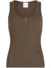 Patou Brown Scoop-neck Ribbed Tank Top