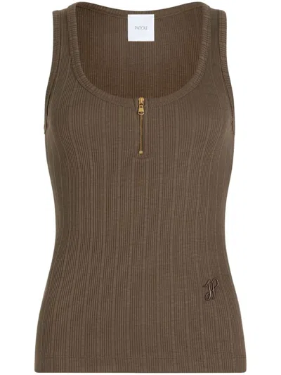 PATOU PATOU MOSS GREEN WIDE NECK TANK TOP