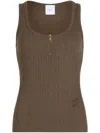 Patou Brown Scoop-neck Ribbed Tank Top