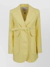 Shop Patou Tailored Belted Longline Jacket In Yellow