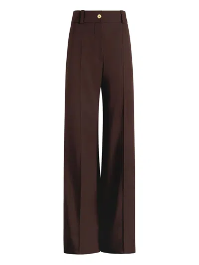 Patou Tailored Gold-button Trousers In Brown