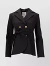 Patou Tailored Jacket Belted Waist In Black