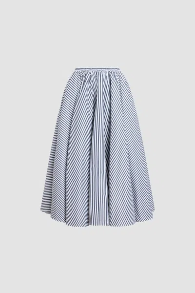 Patou Tailored Midi Skirt With Offshore Stripes In Blue