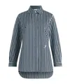 Patou Tailored Shirt In Printed Organic Cotton Poplin In Navy