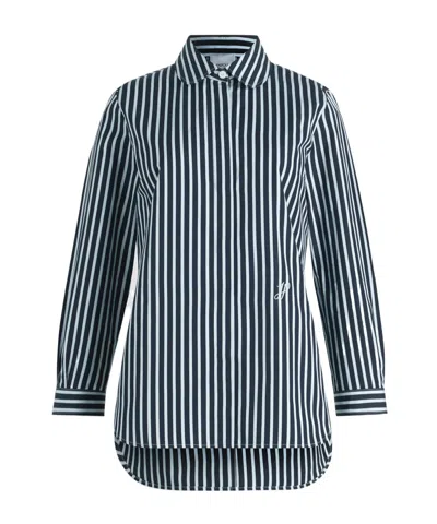 Patou Tailored Shirt In Printed Organic Cotton Poplin In Blue