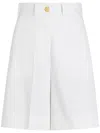 Patou Front Pleated High Waist Shorts With Pockets In White